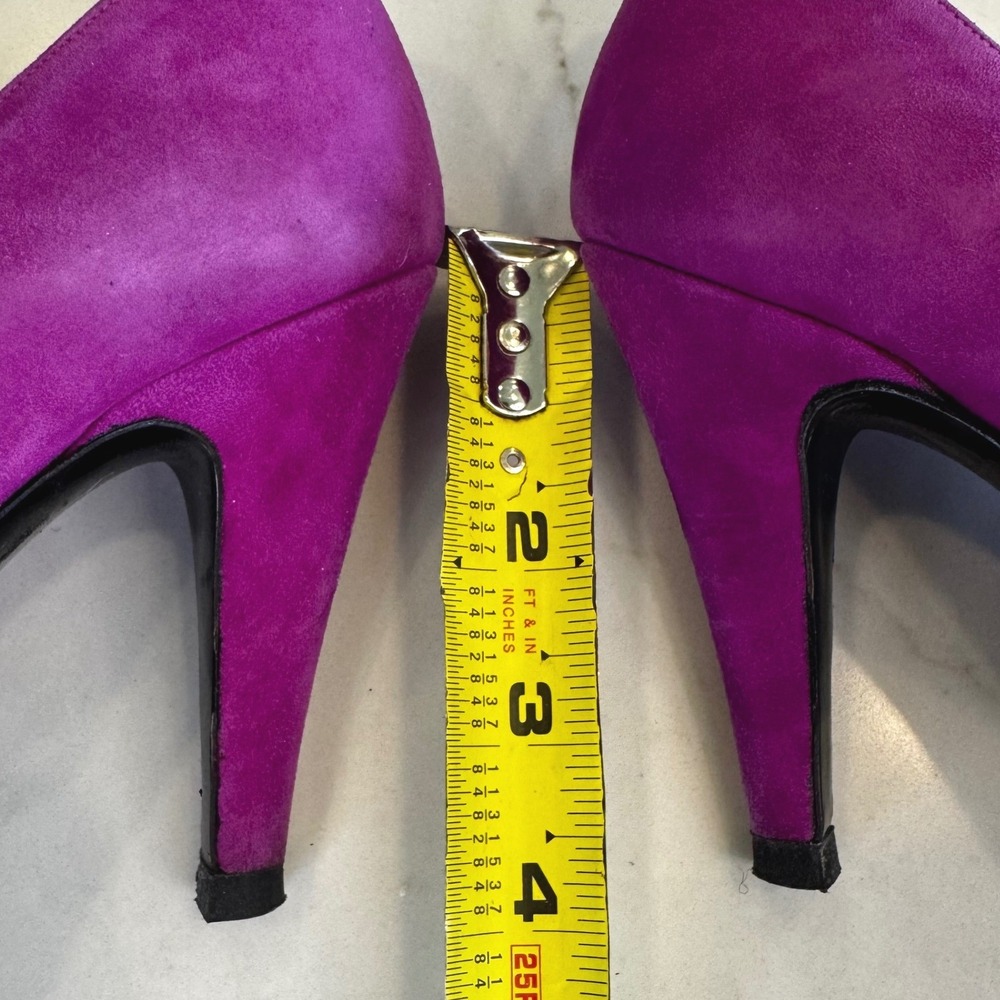 Charles Jourdan Paris Women 7.5 Fuchsia Pink Suede Pointy Toe Stiletto Heel Pump - Picture 10 of 15